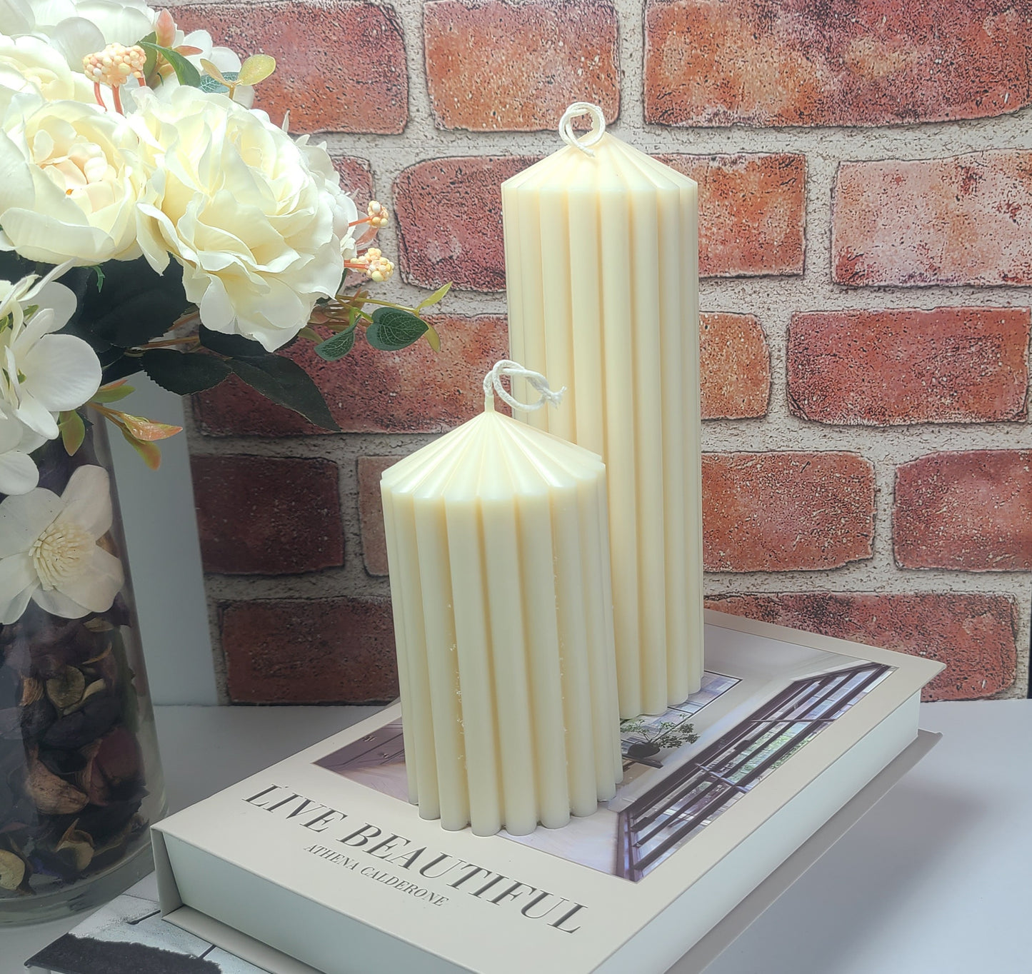 RIBBED PILLAR Decorative Candle