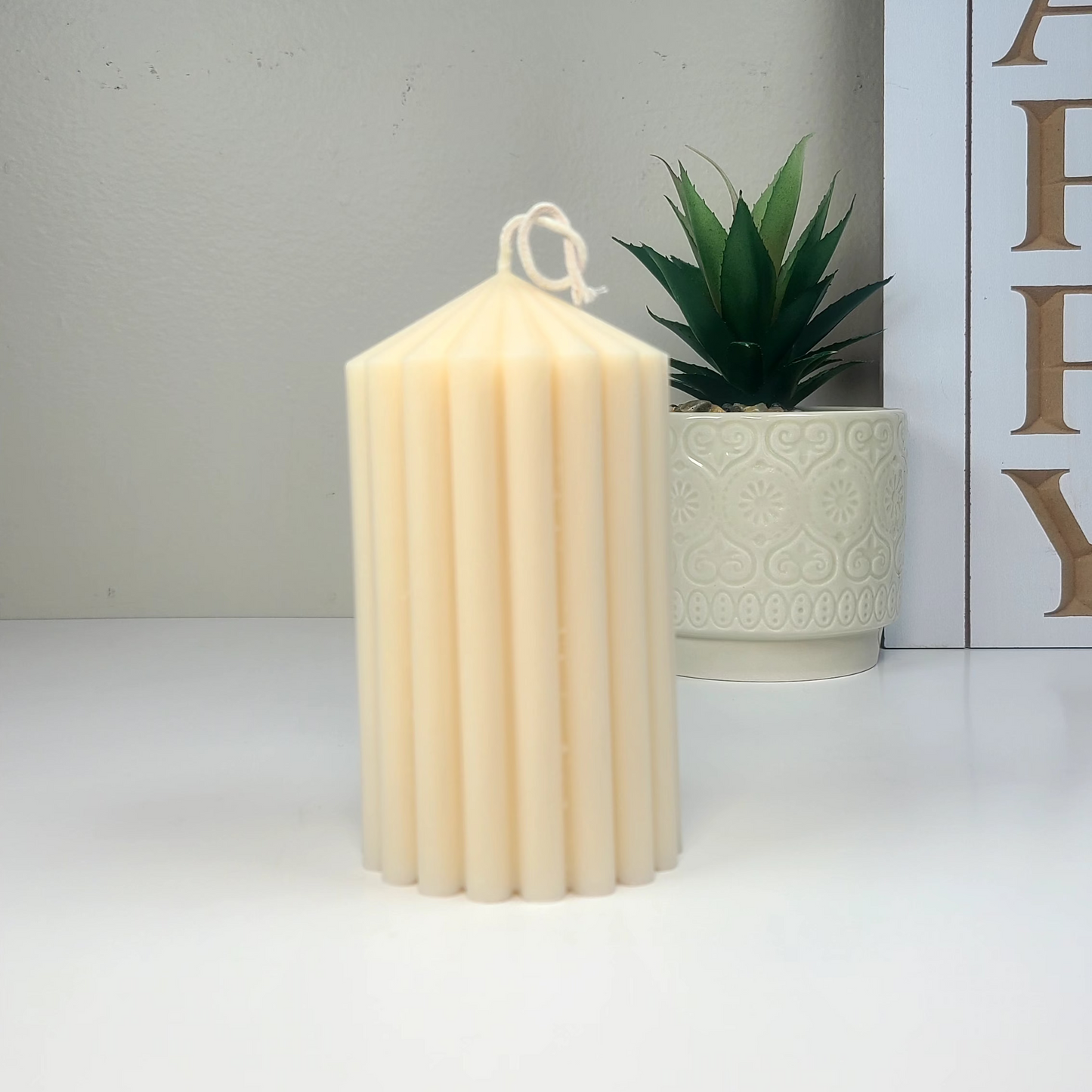 RIBBED PILLAR Decorative Candle